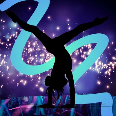 realistic gymnastic hand stand girl in four splits