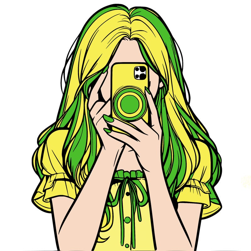 a realistic girl holding her phone taking pictures