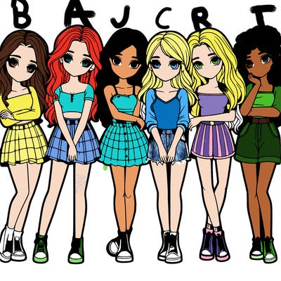 a group of girls realistic