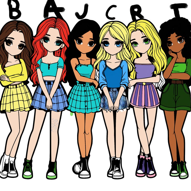 a group of girls realistic