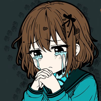 depressed anime girl crying