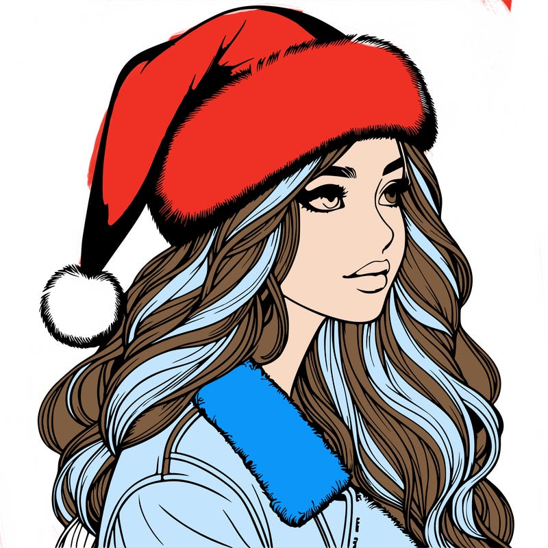 realistic girl in santa hat