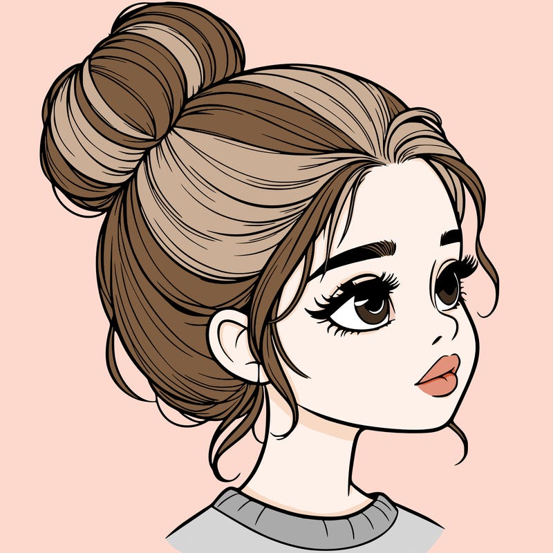 realistic girl with bun