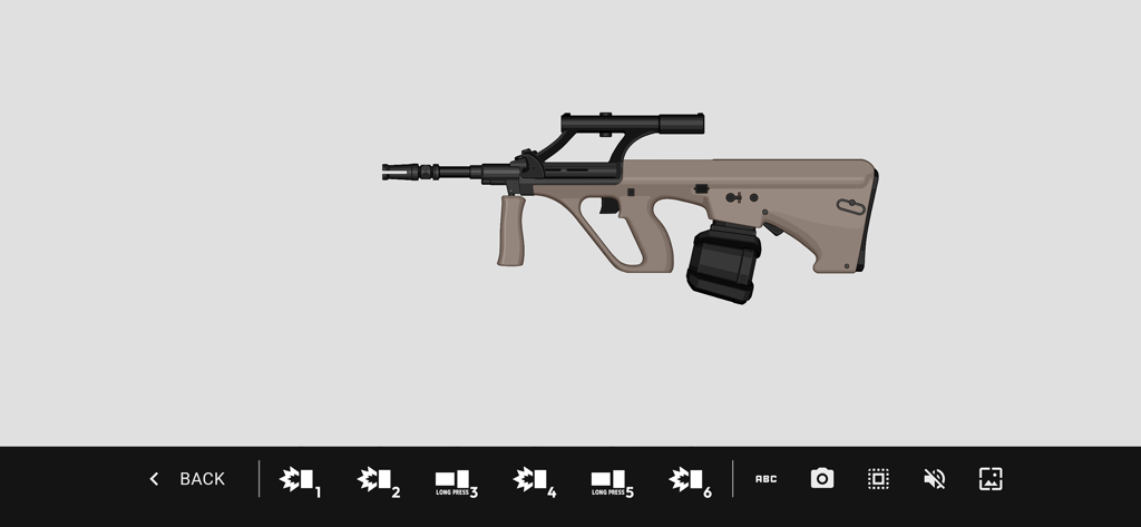 Gun Maker : pimp my weapon - Customized tan bullpup rifle with a scope and drum magazine in Gun Maker