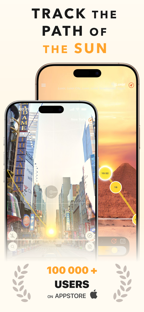 Sun Quest - Tracker & Seeker - Sun Quest mobile app interface tracking sun path using augmented reality on iPhone