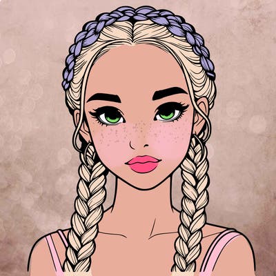 realistic girl with braids