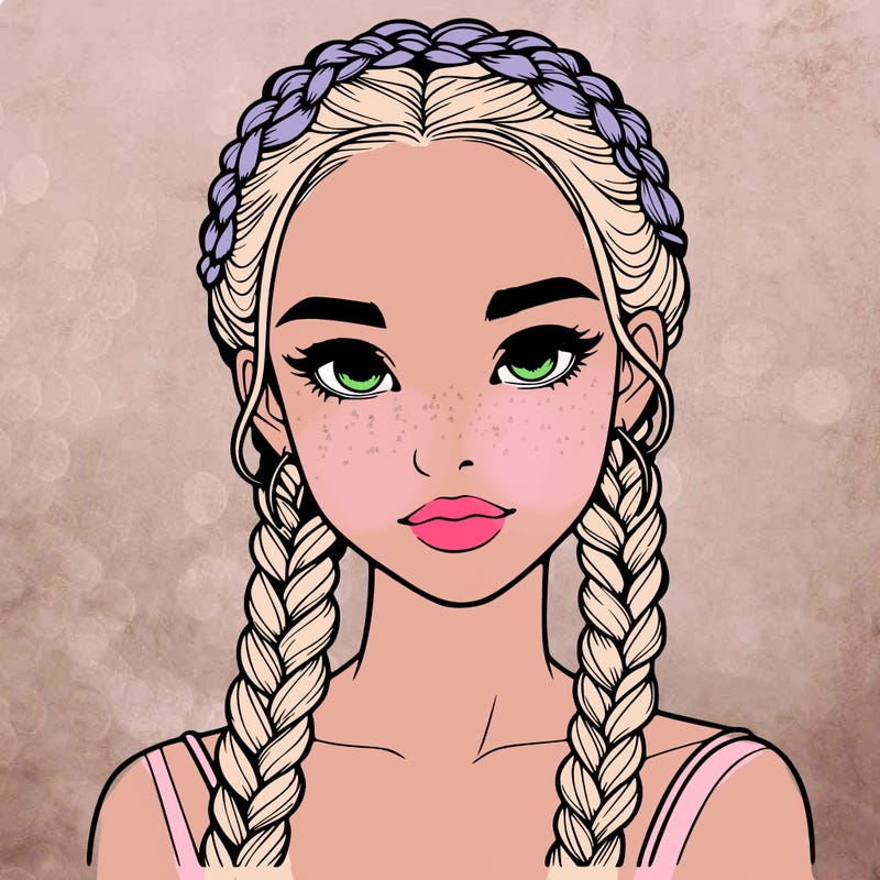 realistic girl with braids