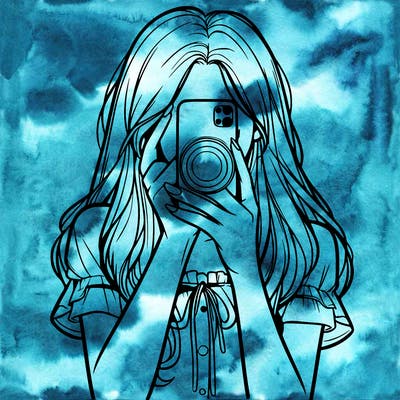 a realistic girl holding her phone taking pictures