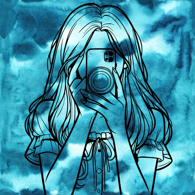 a realistic girl holding her phone taking pictures