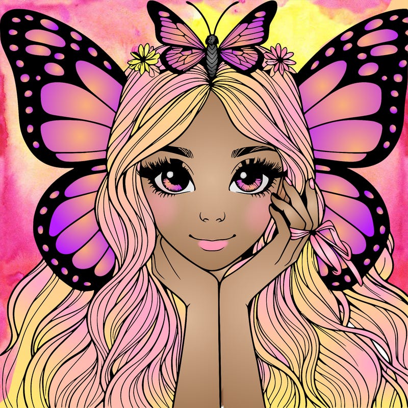 butterfly realistic girl