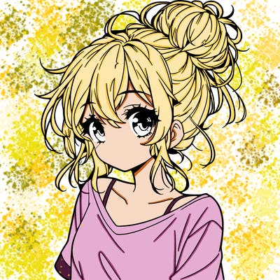 a beautiful anime girl with a messy bun