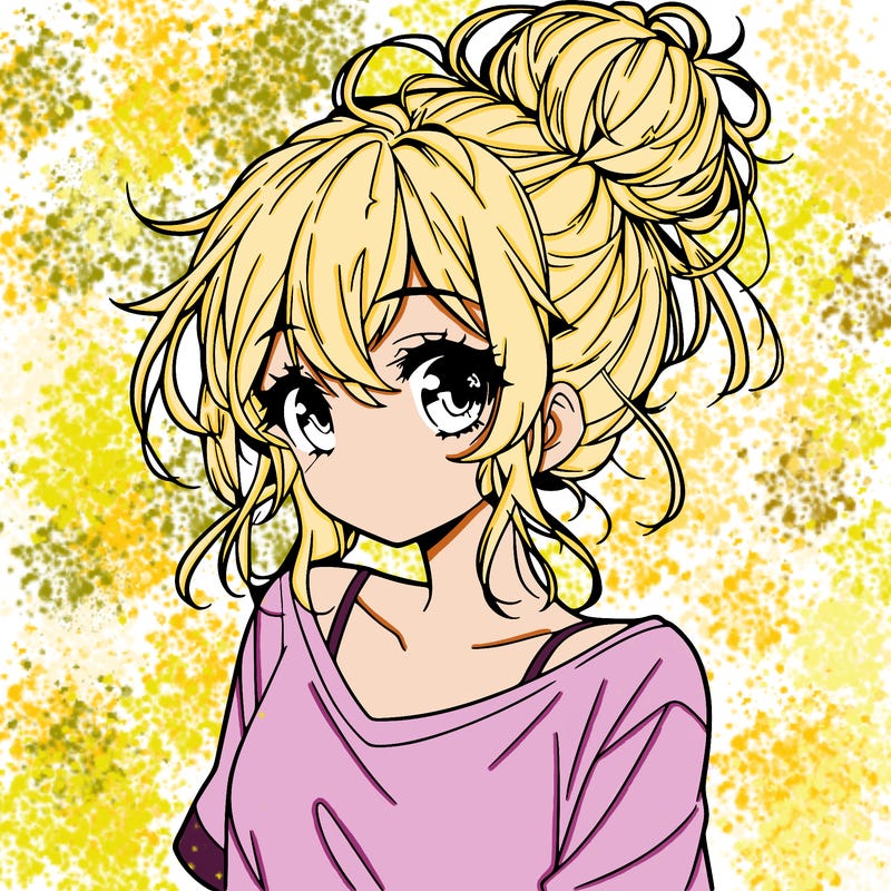a beautiful anime girl with a messy bun