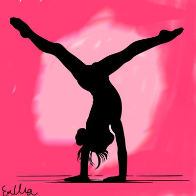 realistic gymnastic hand stand girl in four splits