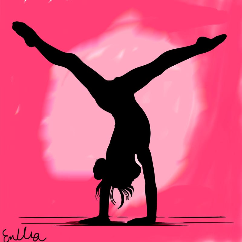 realistic gymnastic hand stand girl in four splits