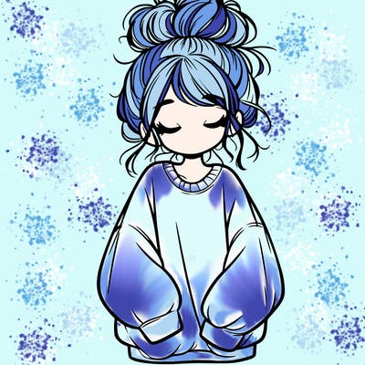 girl with baggy sweatshirt and messy bun