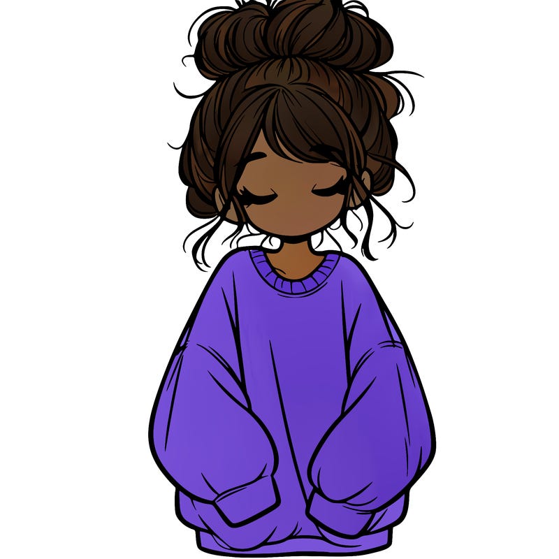 girl with baggy sweatshirt and messy bun