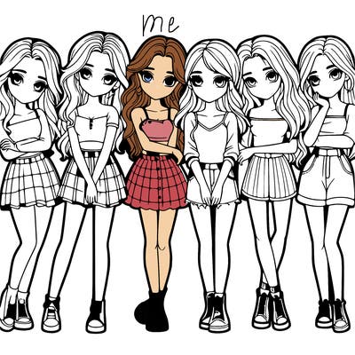 a group of girls realistic