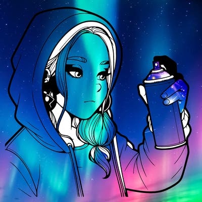 a realistic girl, spray painting