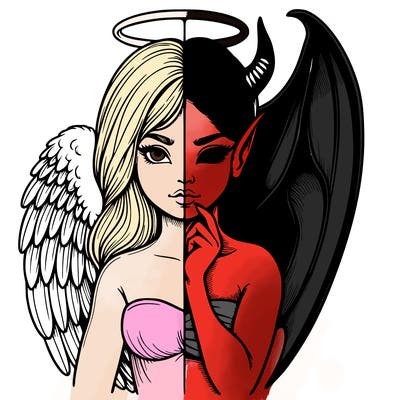 realistic angel half demon