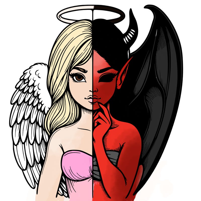 realistic angel half demon