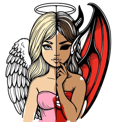 realistic angel half demon