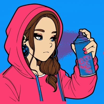 a realistic girl, spray painting