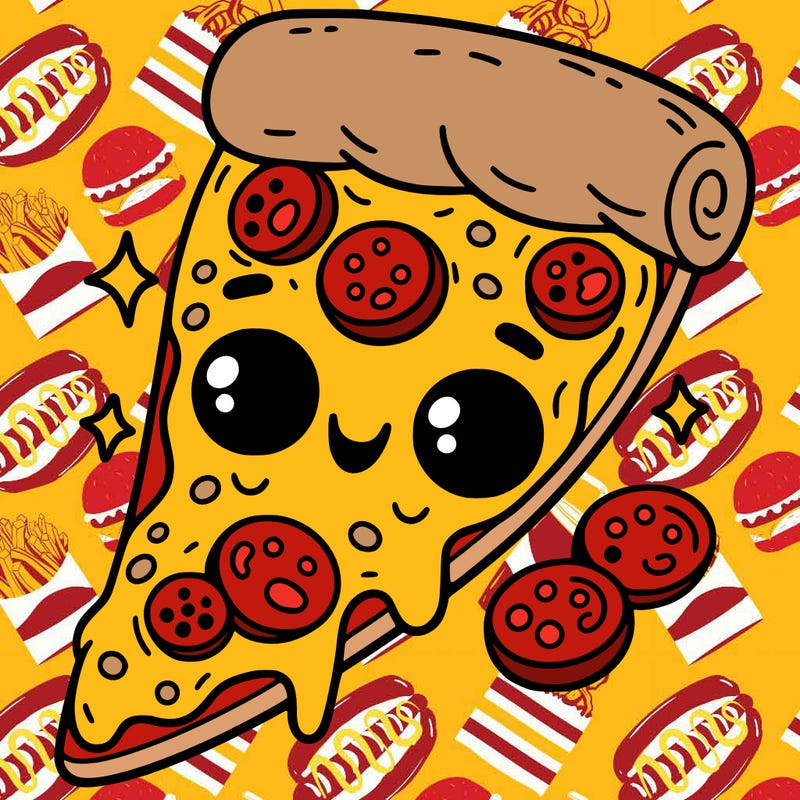 pizza slice with a face