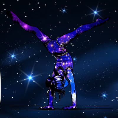 realistic gymnastic hand stand girl in four splits