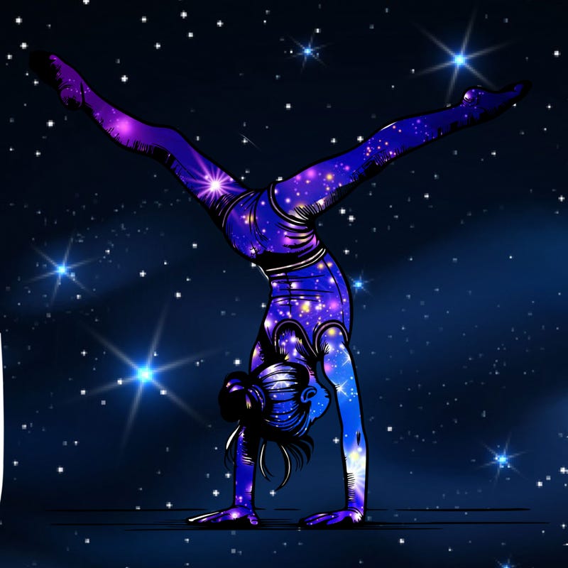 realistic gymnastic hand stand girl in four splits