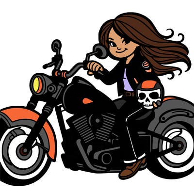 biker chick with motercycle
