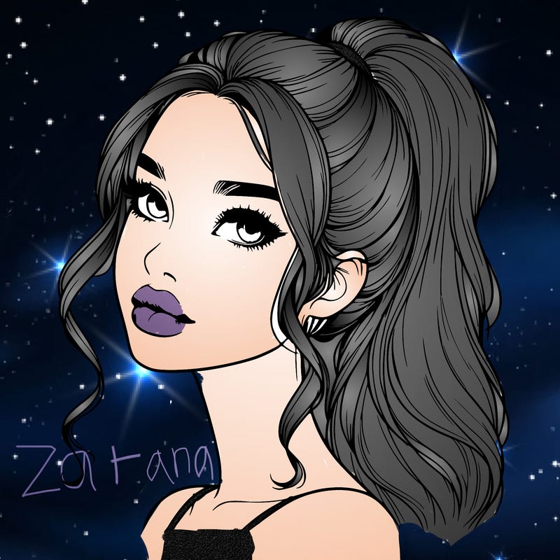 realistic girl with a ponytail on her hair and lips