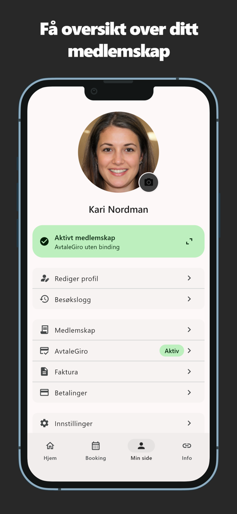 Boost Trening - Pantalla de perfil de usuario en la aplicación Boost Trening que muestra el estado de la membresía y la configuración de la cuenta.