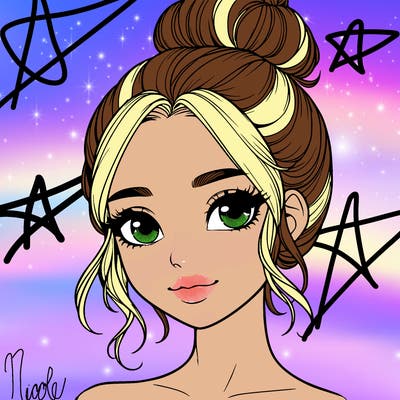 realistic pretty girl with hair in bun