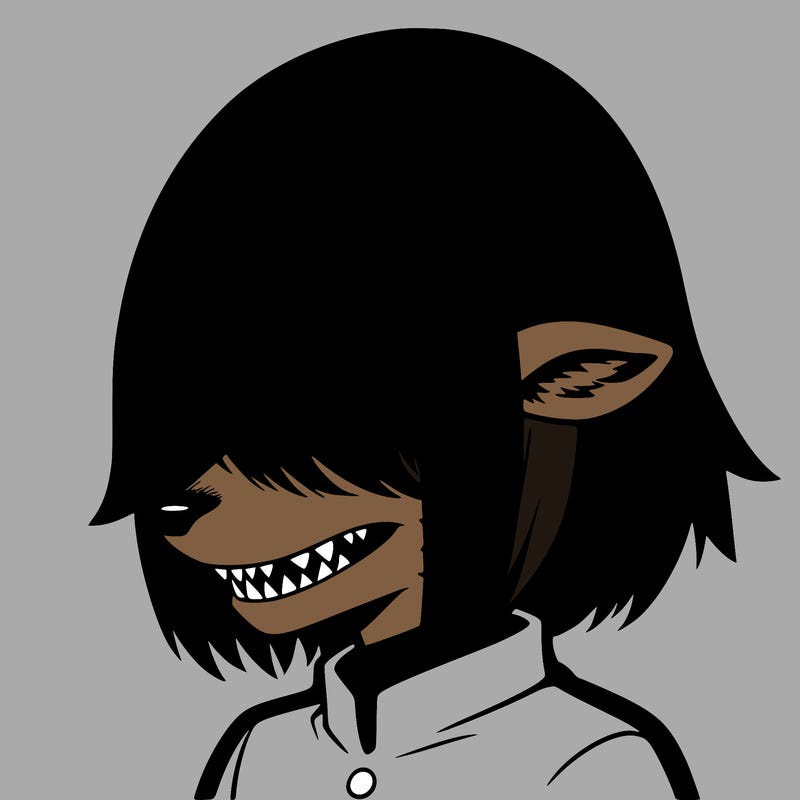 sharp teeth deer man with bob haircut
