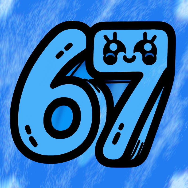the numbers 67
