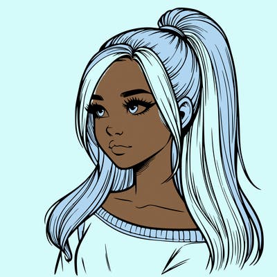 realistic girl with a high ponytail