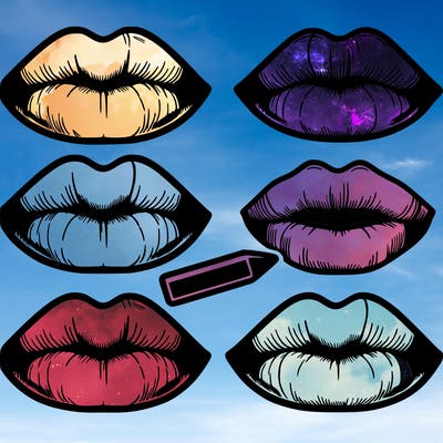 realistic lips split in four