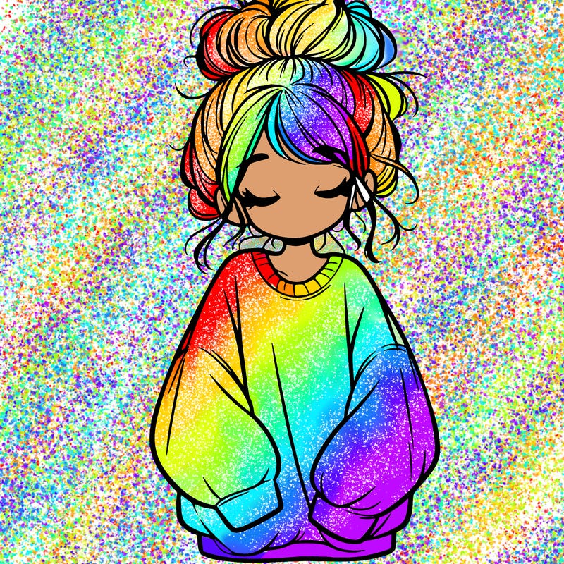 girl with baggy sweatshirt and messy bun