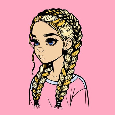 realistic girl with braids