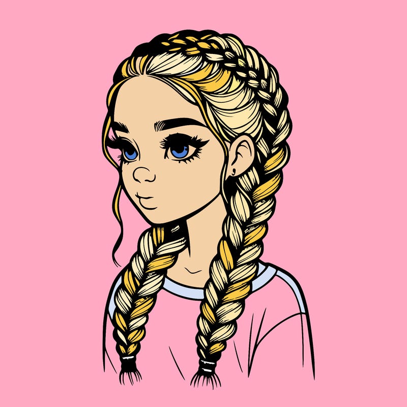 realistic girl with braids