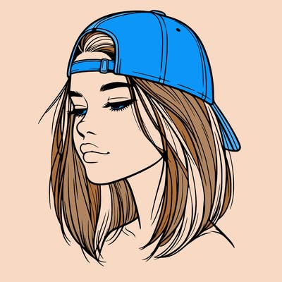 realistic  girl with a backwards hat