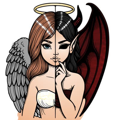 realistic angel half demon