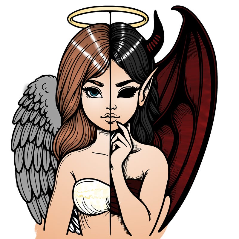 realistic angel half demon