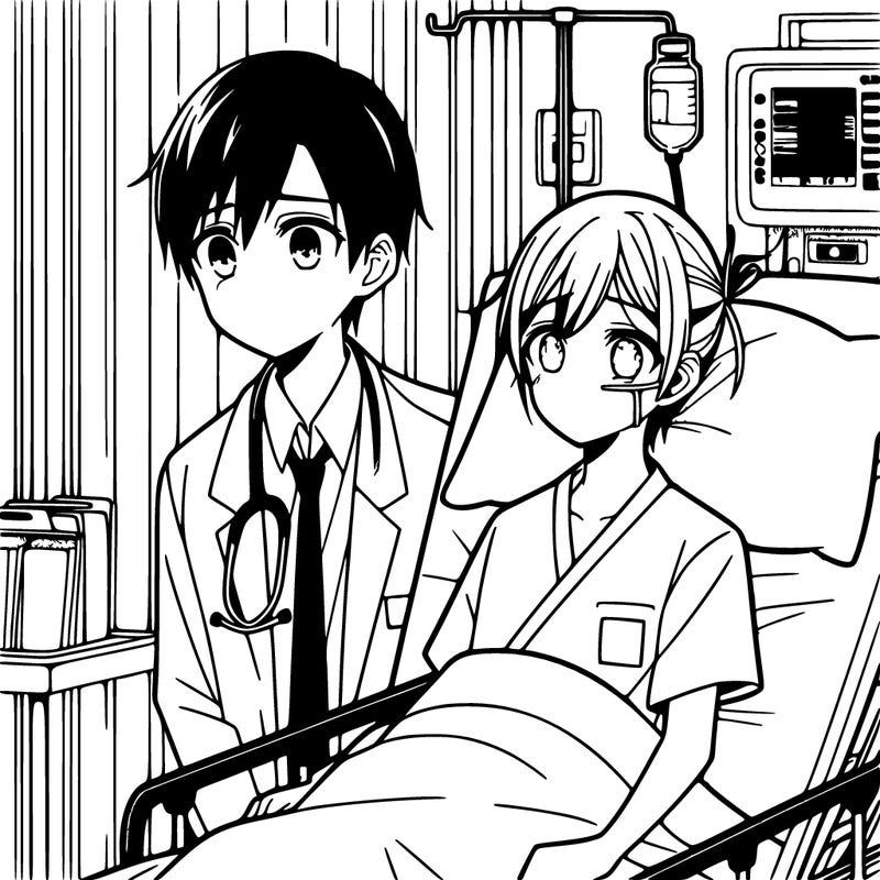 manga character in a hospital