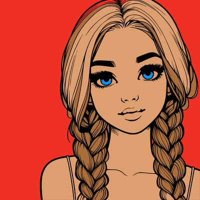 realistic girl with braids