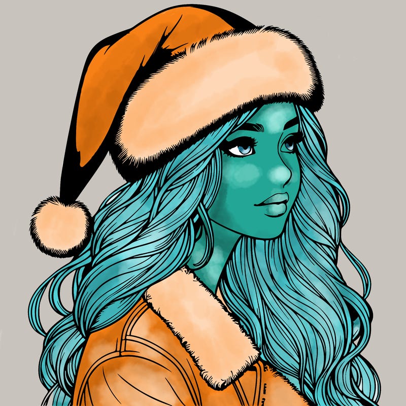 realistic girl in santa hat