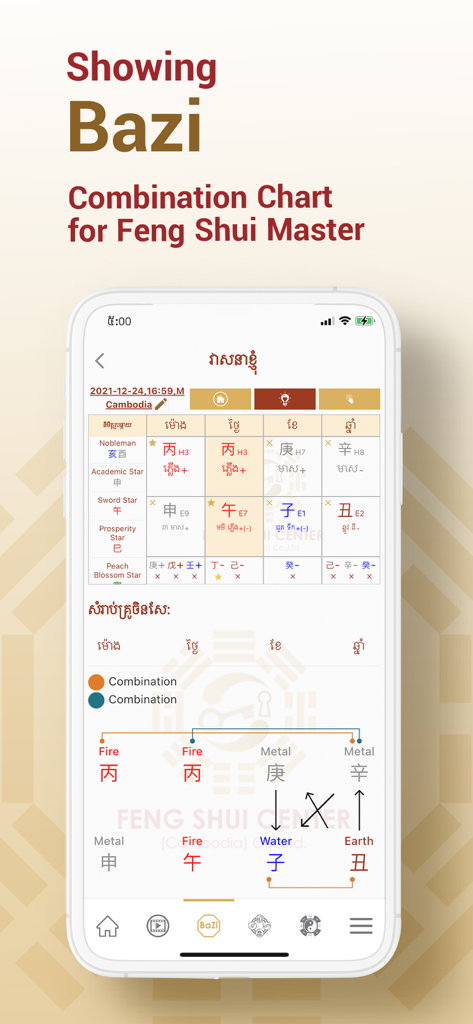 Bazi combination chart for Feng Shui Master in the My Destiny app