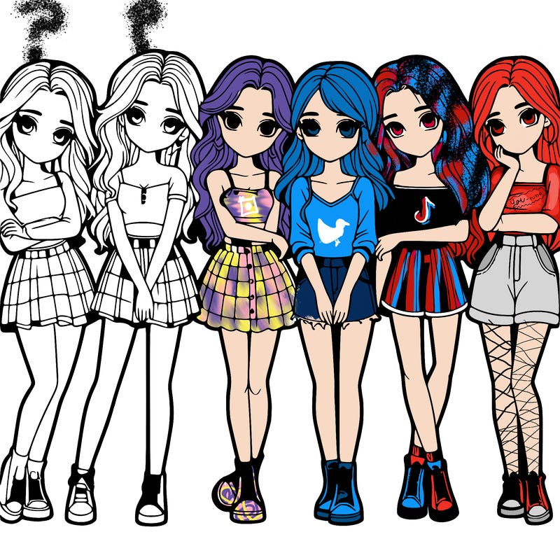 a group of girls realistic