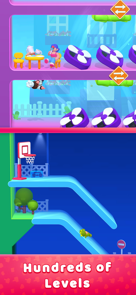 Lazy Jump 3D - Jugabilidad de Lazy Jump 3D mostrando una variedad de niveles de puzzles basados en física