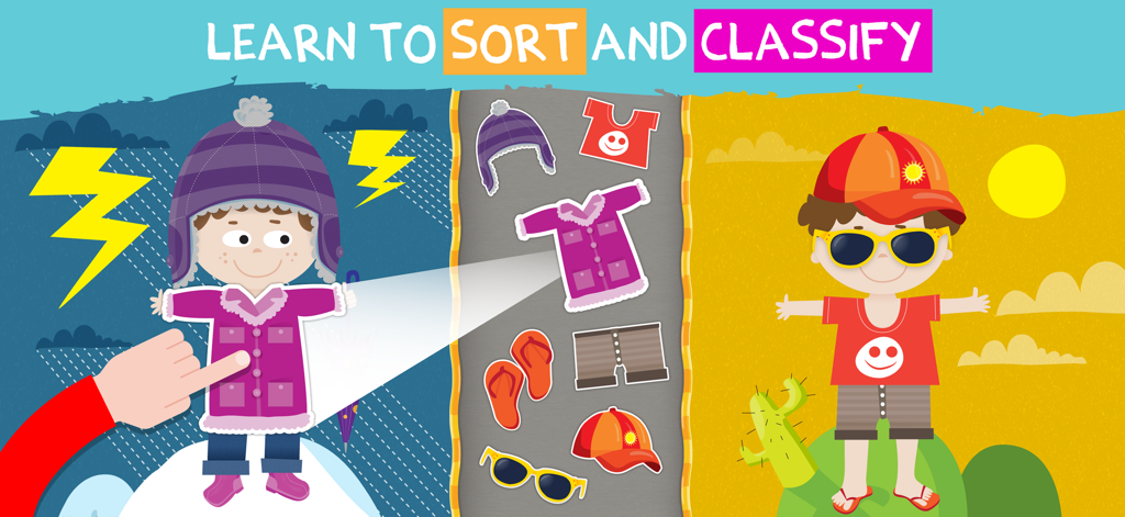 Baby Games: Ad-Free Learning - Gioco interattivo per bambini per classificare indumenti stagionali